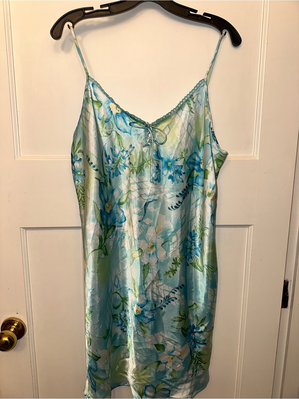 ⭐️ Sophia Lg Light Blue Floral Satin Slip Dress
